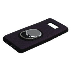 Samsung Galaxy S8 Metal Plate Ring Holder Stand Hybrid Case (Purple)